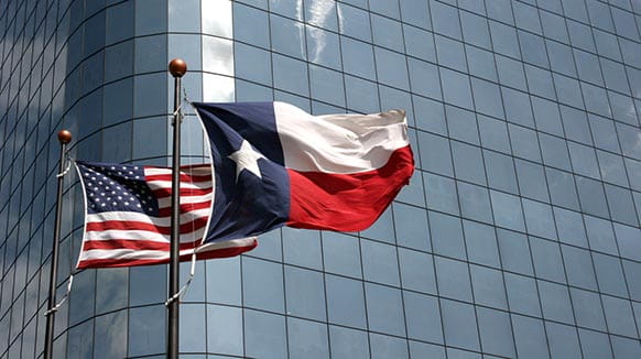 Texas and US Flags